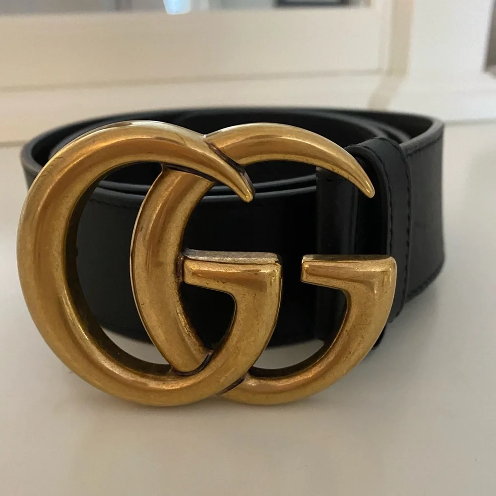 Authentic Gucci GG Marmont Black Leather Belt